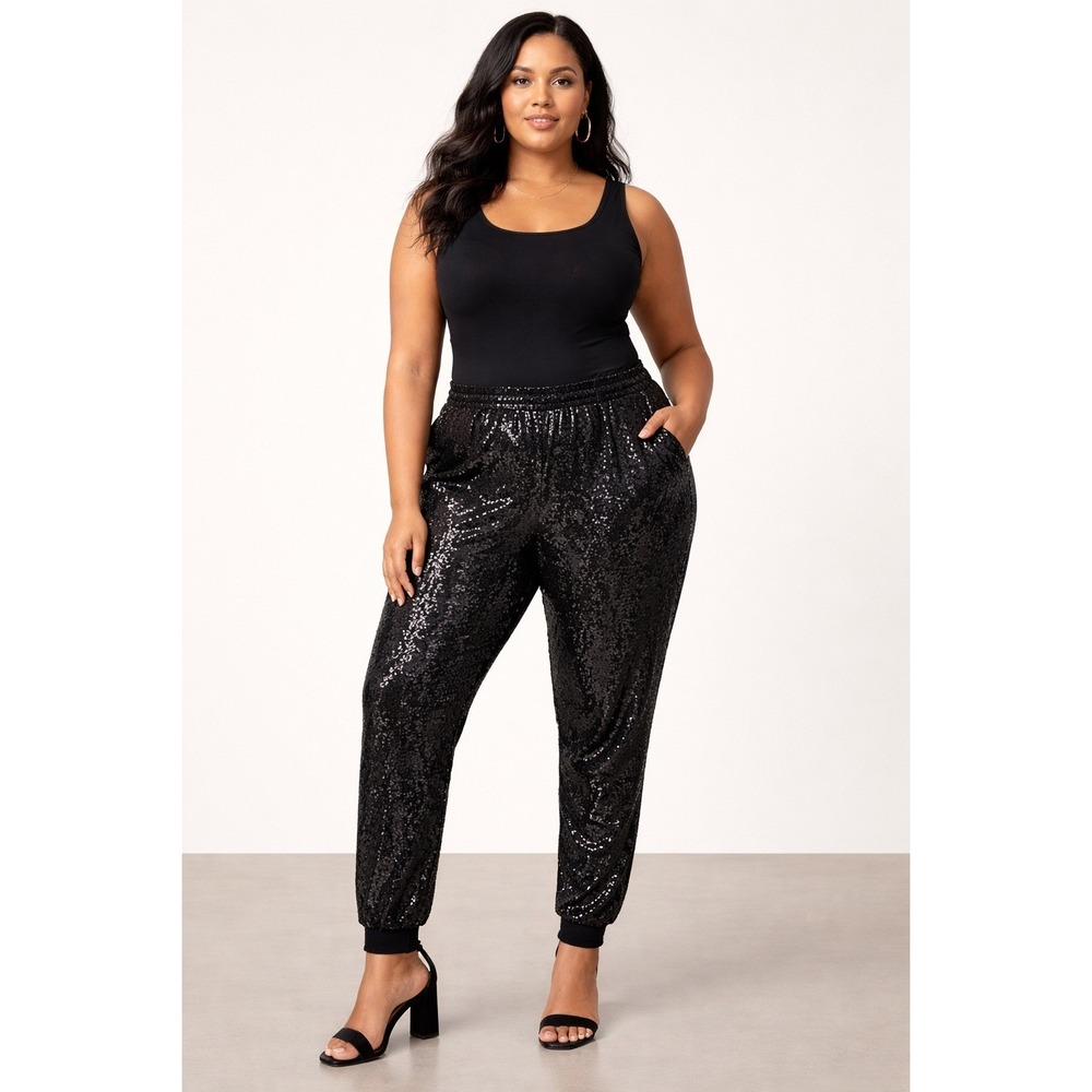 NWT Limited Womens Pants 1X Black Sequin Pockets Cocktail Party Holiday
